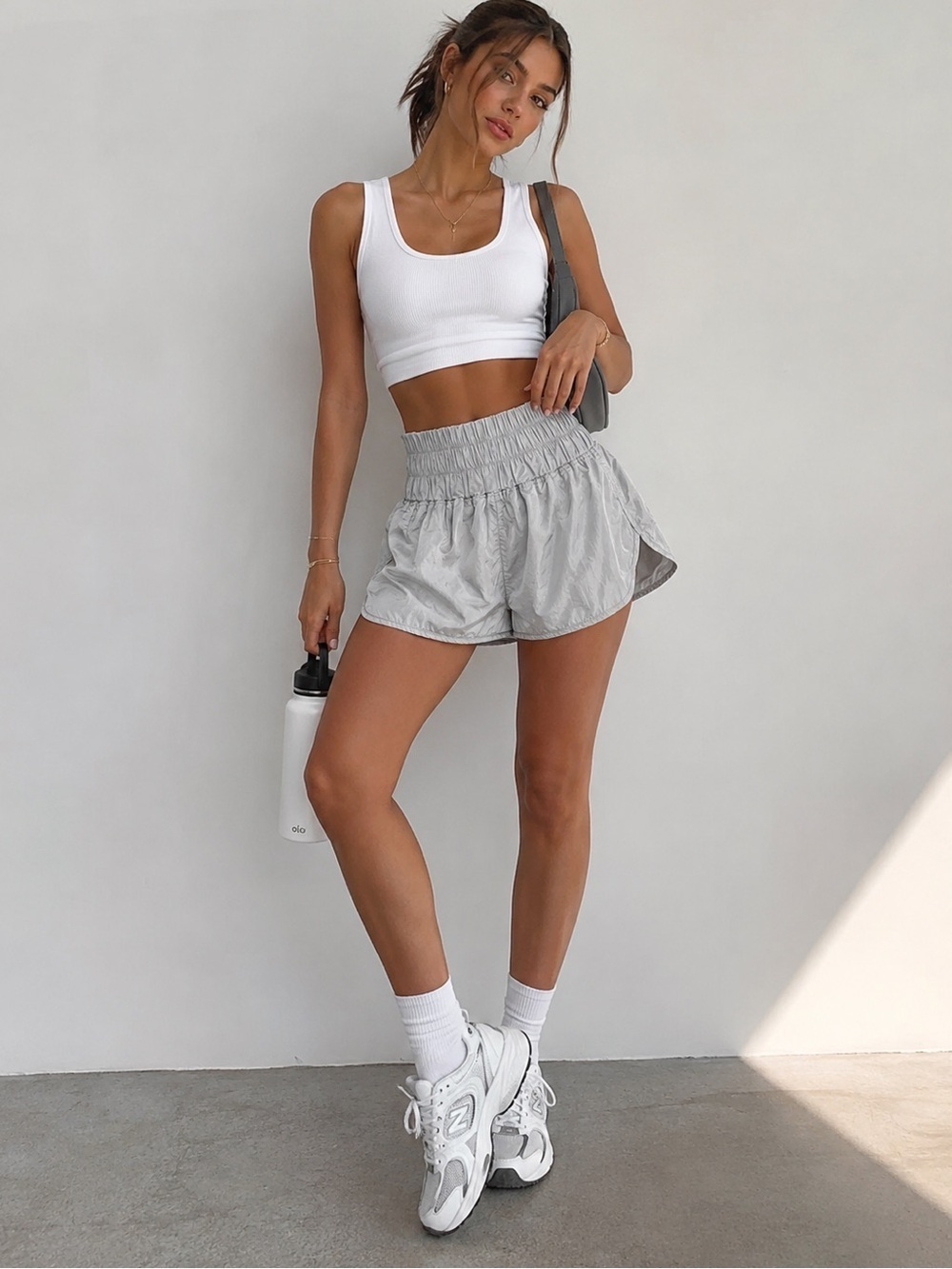 Free People Movement Silver Reflective Bubble Skort/Shorts – Size S